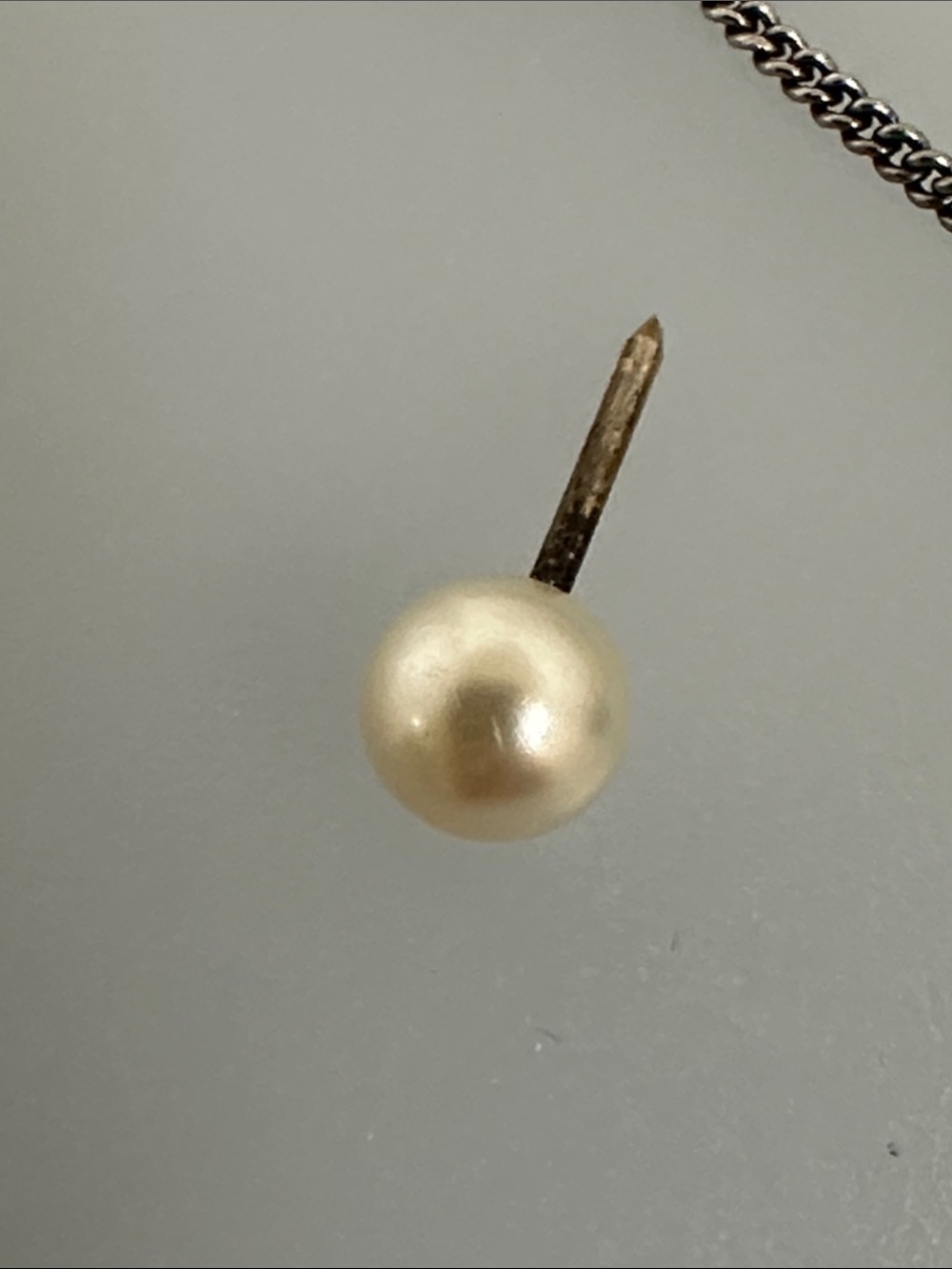 Vintage Single Pearl Stick Pin Cream Pearl with Gold Tone Stem